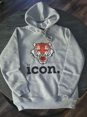 ICON Gray Hoodie with Orange Tiger Patch
